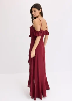 Robe encolure Bardot à volants
