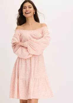Robe imprimée col Bardot