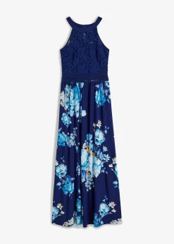 Robe longue à imprimé floral et dentelle