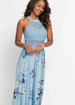 Robe longue à imprimé floral et dentelle