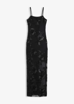Robe longue avec broderies florales