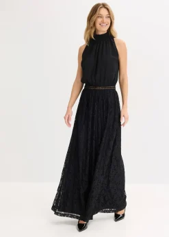 Robe longue avec jupe en dentelle