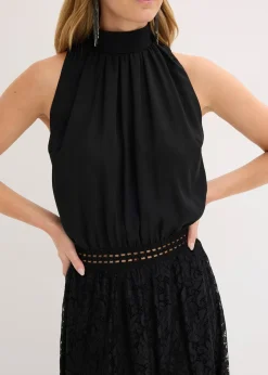 Robe longue avec jupe en dentelle