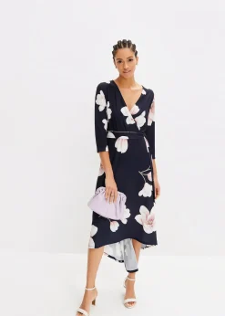 Robe longue derrière en jersey avec ceinture à nouer