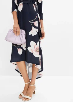 Robe longue derrière en jersey avec ceinture à nouer