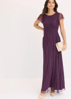 Robe longue en tulle délicat avec perles brodées