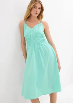 Robe midi 100% coton à fines bretelles