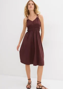 Robe midi 100% coton à fines bretelles