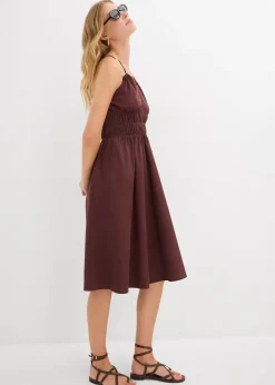 Robe midi 100% coton à fines bretelles