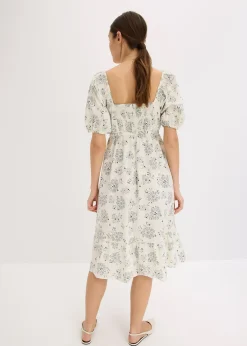 Robe midi à manches bouffantes