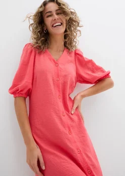 Robe midi à manches bouffantes