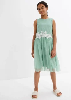 Robe midi avec empiècement dentelle