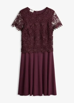 Robe midi avec empiècement dentelle