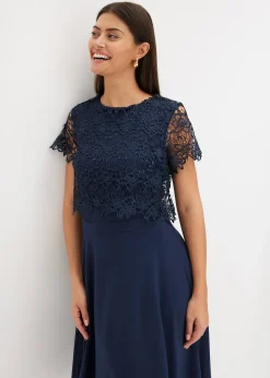 Robe midi avec empiècement dentelle