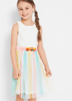 Robe midi en dentelle et tulle
