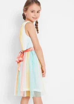 Robe midi en dentelle et tulle