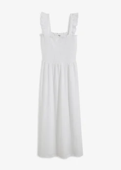 Robe midi en jersey avec détail smocké