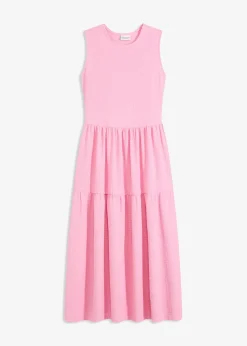 Robe midi en jersey texturé avec découpe dos