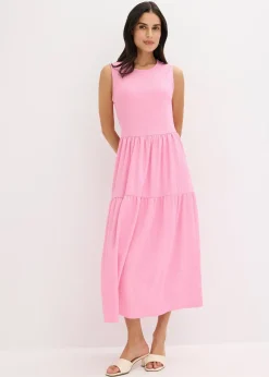 Robe midi en jersey texturé avec découpe dos