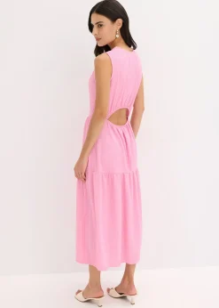 Robe midi en jersey texturé avec découpe dos
