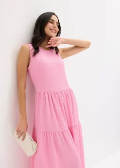 Robe midi en jersey texturé avec découpe dos