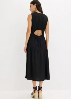Robe midi en jersey texturé avec découpe dos