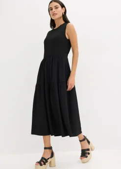 Robe midi en jersey texturé avec découpe dos