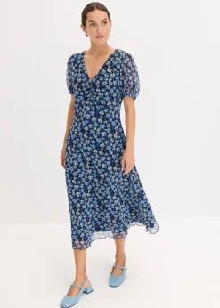 Robe midi en mesh imprimé