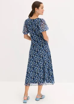 Robe midi en mesh imprimé