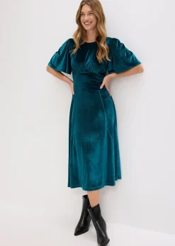 Robe midi en velours doux