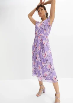 Robe midi imprimée en mesh