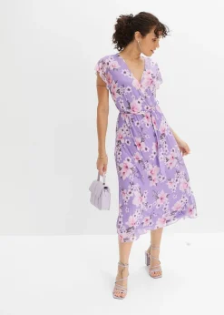 Robe midi imprimée en mesh