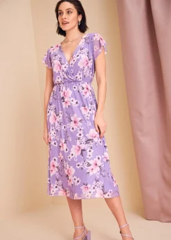 Robe midi imprimée en mesh