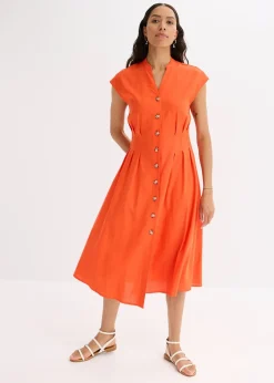 Robe midi légère en lin mélangé