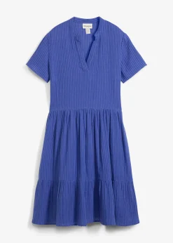Robe rayée en gaze de coton