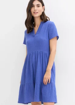 Robe rayée en gaze de coton