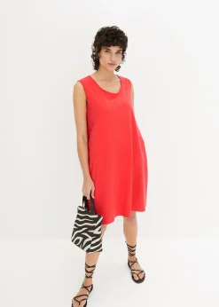 Robe trapèze courte en jersey, sans manches