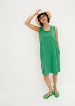 Robe trapèze courte en jersey, sans manches