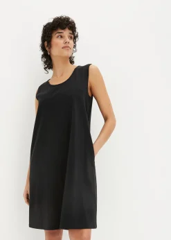 Robe trapèze courte en jersey, sans manches