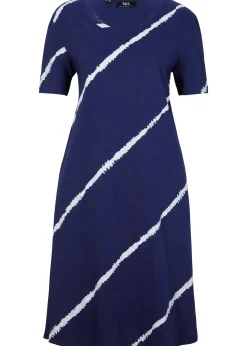 Robe trapèze en jersey de coton avec poches, long. genou