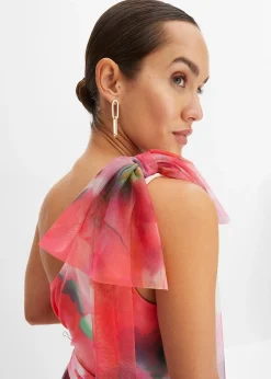 Robe une épaule avec une jupe plissée en tulle