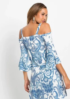 Robe évasée à encolure Bardot