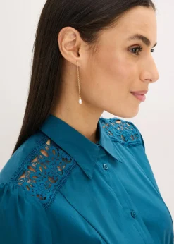 Robe-chemise avec dentelle et lien à nouer