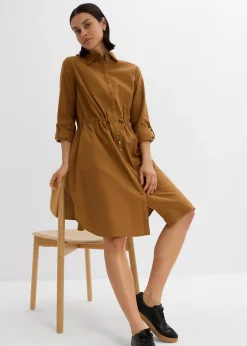 Robe-chemise en lin et coton