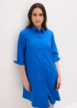 Robe-chemise en popeline solide