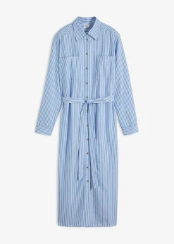 Robe-chemise rayée avec ceinture à nouer