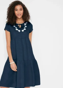 Robe-tunique en coton, manches courtes