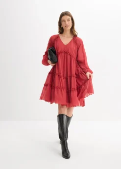 Robe-tunique en mousseline texturée