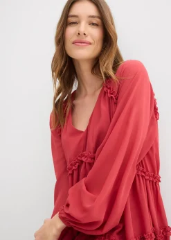 Robe-tunique en mousseline texturée