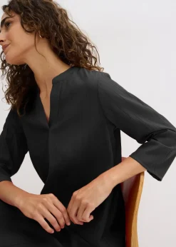 Robe-tunique texturée en viscose majoritaire